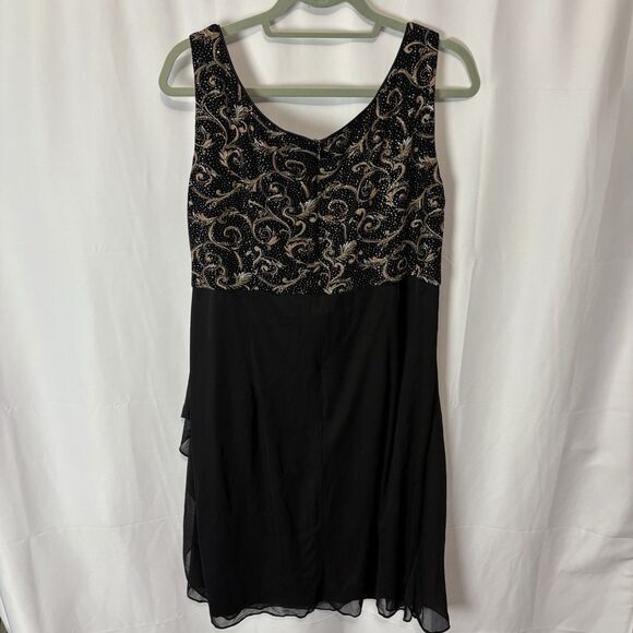 Alex Evenings 18W Empire Waist Sheath Dress Sparkle Black Gold Silver READ - Picture 9 of 12